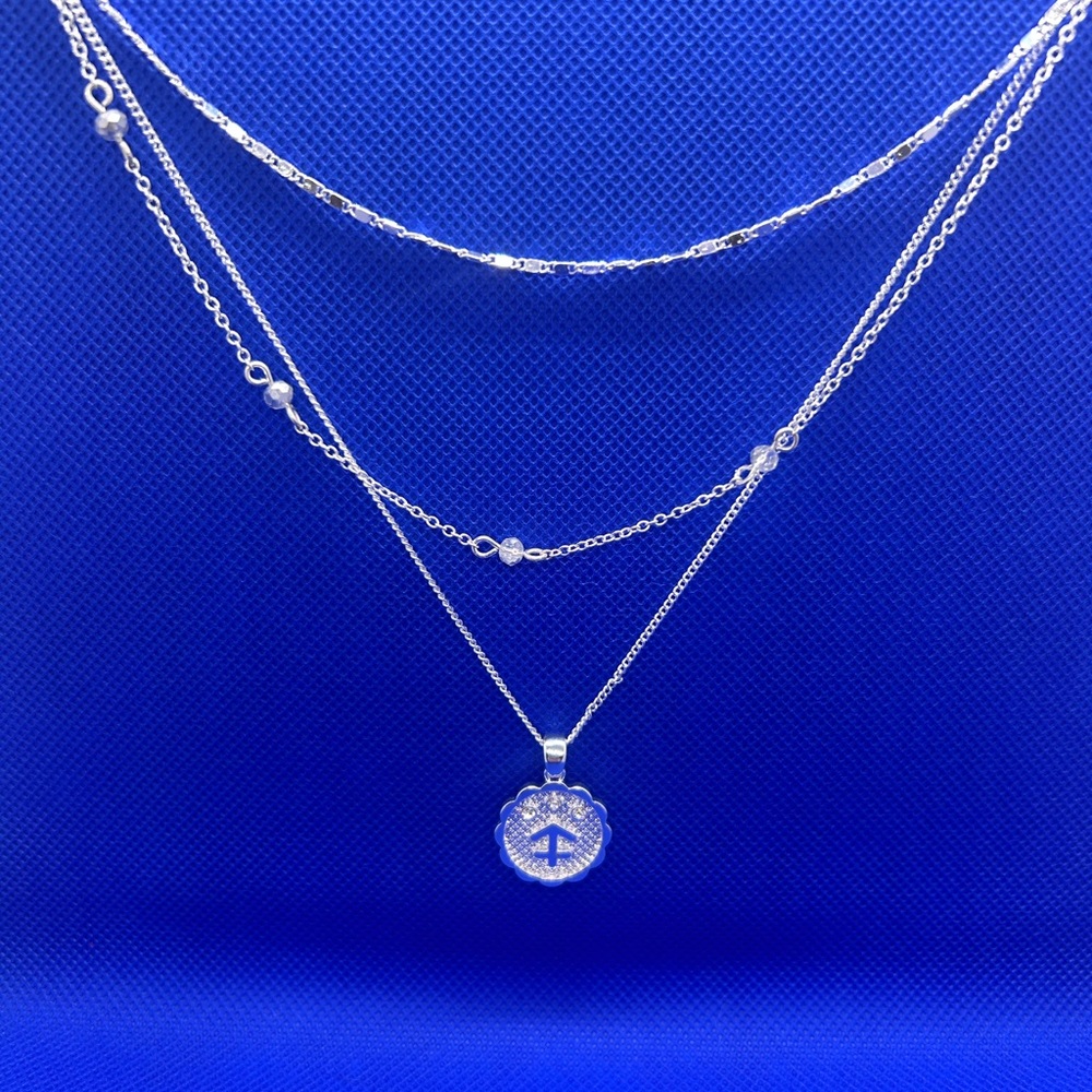 Silver - Layered Anchor Pendant Necklace